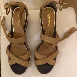 Sperry Wedge Heel Tan Sandals 11M